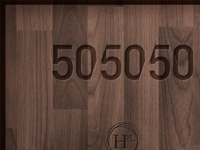 50/50/50 anniversary bevel brochure design embossed engraved logo marketing texture wood