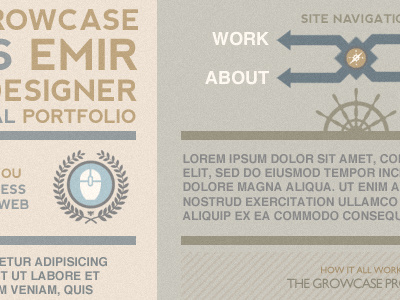 New Portfolio In Progress growcase layout menu portfolio re design steering wheel teaser