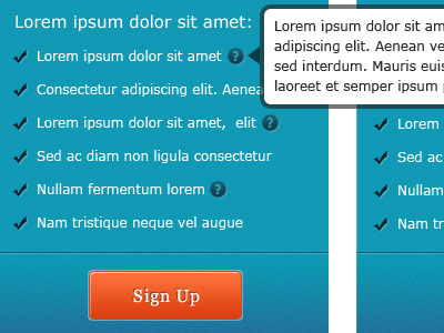 Sign Up blue button list orange sign up