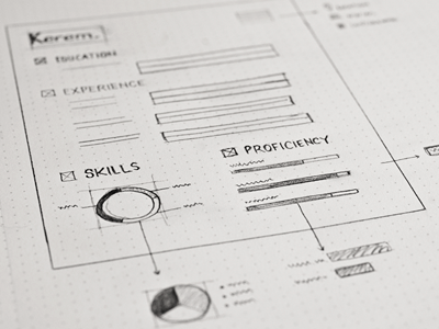 Resume wireframe bars charts cv graphs resume sketch wireframe