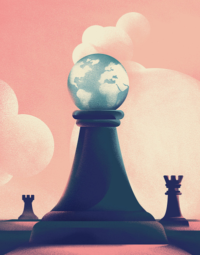 Give peace a chance branding chess chessboard clouds conceptual design earth editorial globe illustration pawn planet poster texture vector web illustration