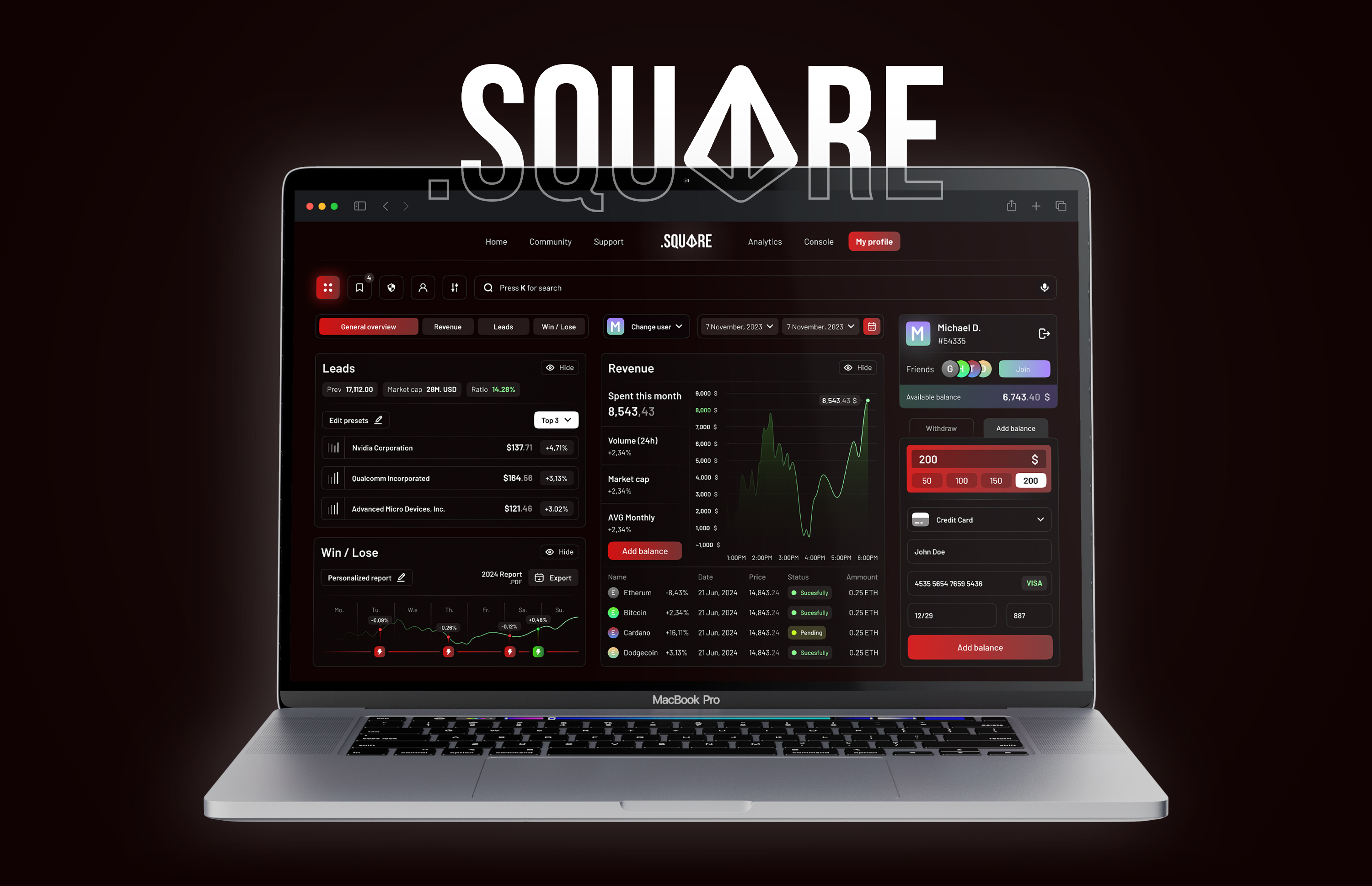 UI/UX Design - Square: Simplifying Crypto for Everyone dashboard desktop figma page ui uiux user interface