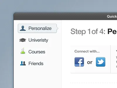 Account Setup! black courses facebook facebook connect light box modal edit pattern setup steps university