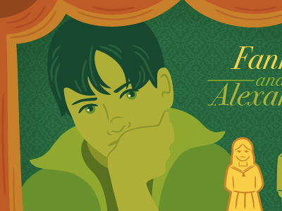 Fanny and Alexander boy children complete digital illustration kid stage theater vector