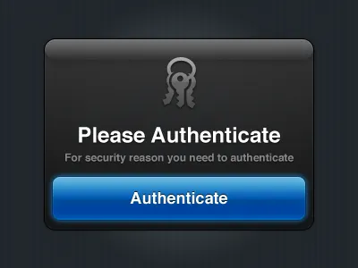 Authenticate iPhone Modal authenticate blue iphone key modal