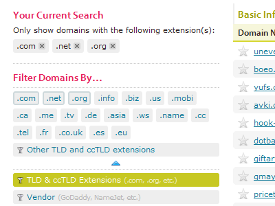 Domainface 2.0 - Domain Filtering app form interface ui