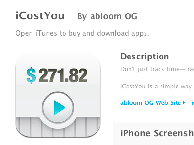 iCostYou in the App Store app icon iphone