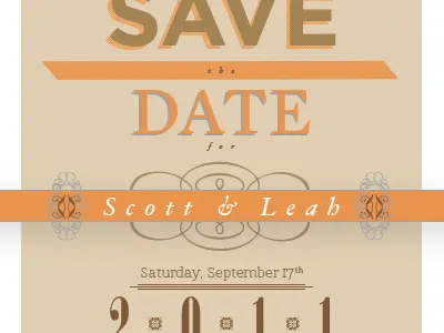 Save the Date announcement brown chic engagement orange save the date typography vintage