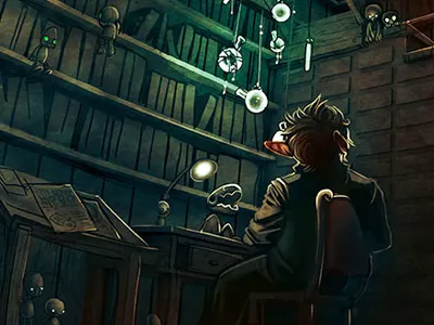 Norbert's Study 3d illustration photoshop steampunk