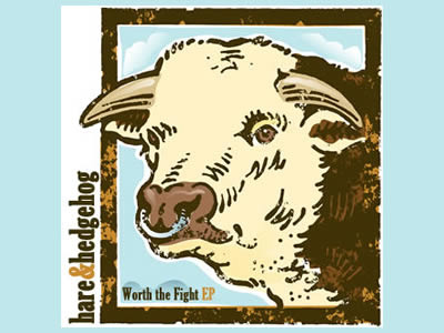 Cover Artwork artwork band blue brown bull cover hare and hedgehog indie rock alternative music record vector vintage worth the fight