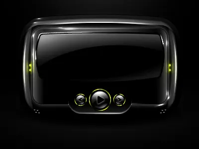 Fantasy Media Player V2 black dark futuristic glossy gui lime green media player