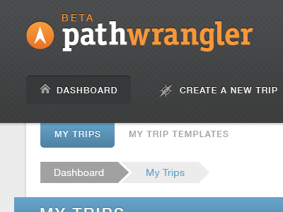 PathWrangler Initial Design black blue helvetica neue orange pathwrangler travel white
