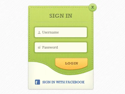 Fabric textured login fabric green login modern textured ui user interface