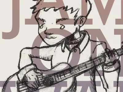 Jam on Walnut guitar illustration music poster