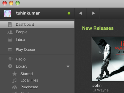 Spotify Toolbar black green navigation spotify