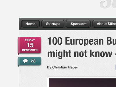 Silicon Allee 1 blog buttons date grey inset interface menu navigation paper pink post texture ui white
