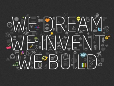 We dream, we invent, we build cherries icons neo sans