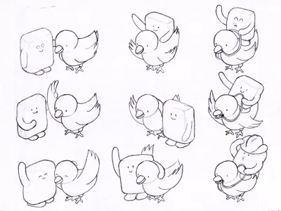 Twitter Character Thumbs bird character illustration pencil twitter