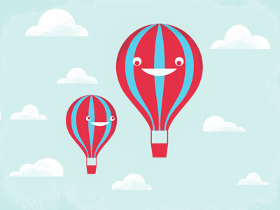 Happy Hot Air Balloons clouds cyan decal happy illustration red sky vector