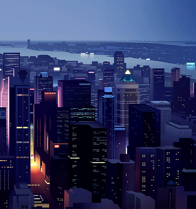 Manhattan city futur illustration light neon retro trystram