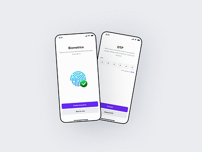 Fintech Mobile App Biometric & OTP Setup Screens app design fintech ui ux