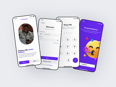 Fintech/Banking Mobile App Onboarding & Login Screens app banking design fintech ui ux