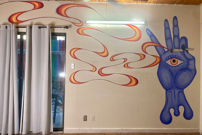 Smoking Hand art mural psychadelic