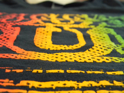 ReggaeRootsDub (close) Shot black green halftone red reggae shirt yellow