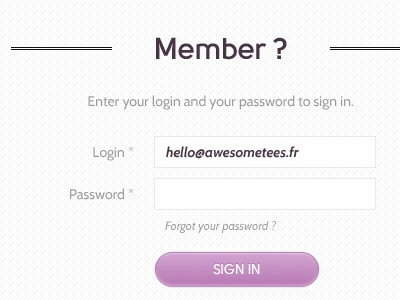 Sign In awesome button form lines login member membership password purple sign in texture