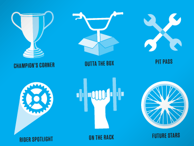 Icons for BMX Nation magazine bmx cyan icons