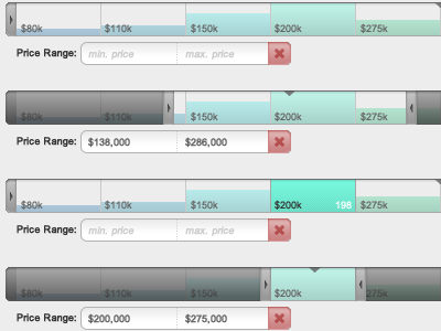 Price Refinements Bar design jquery maximum minimum ui