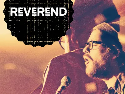 Rev badge photograph poster typography vintage