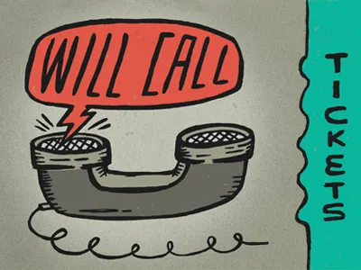 Will Call Tickets hand drawn illustration phone sign