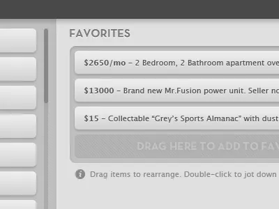 Add to Favorites draggable grey list ui