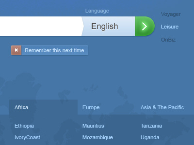 SAA Splash blue input location map menu splash tabs