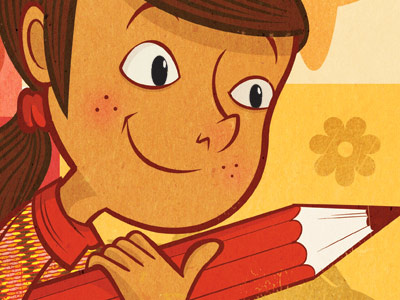 Postcard snippet jumper pencil smile