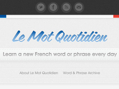 Le Mot Quotidien blog french navigation simple social icons ui website wordpress