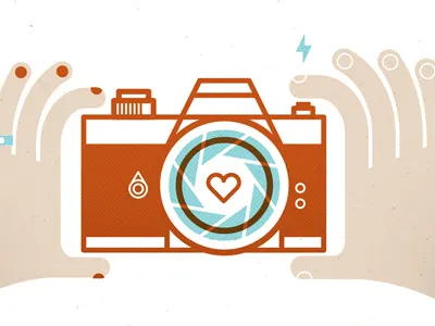 Work/Life 2 Camera camera hands illustration uppercase