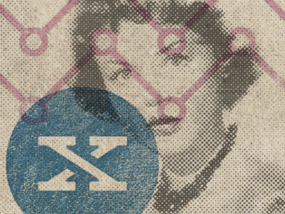 X blue halftone letter photo pink