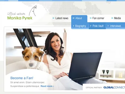 Monika's official website blue design official pole vault web