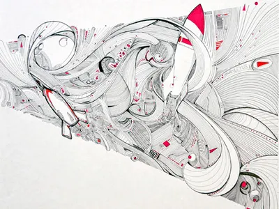 Pizza Box illustration pen ink