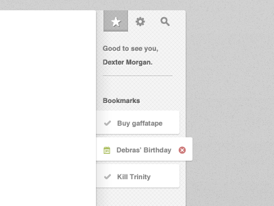 Example of Right sidebar with bookmarks
