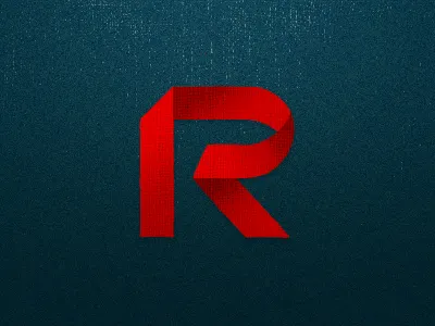 Red Ribbon (on dark bg) lettering logo texture