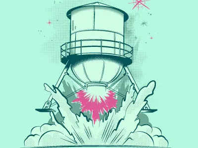 Water Tower illustration space