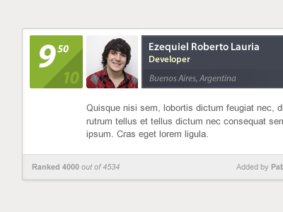 Profile avatar box green number profile purple rating
