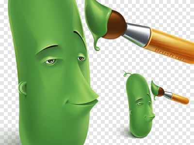 Character brush cucumber green icon