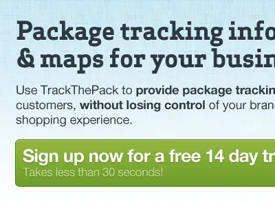 Text explanation and call to action blue green redesign trackthepack