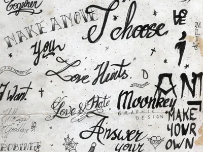 BodyWriting black font handmade manual pen tattoo