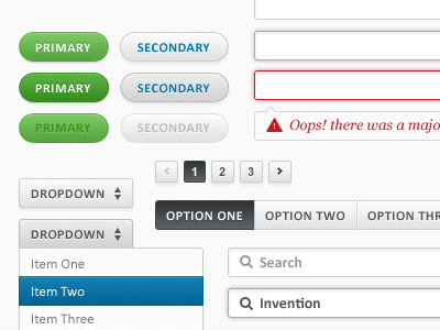 Tactile UI Elements buttons dropdown forms inputs pagination patterns primary secondary tactile texture ui