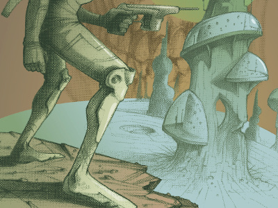 The space landing aliens astronaut city doom gun istock other world planet revenge space